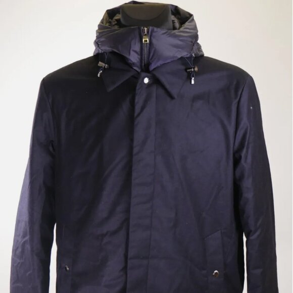 $1,650! RARE! NWT Men's Woolrich LUXURY 2-in-1 Coat Loro Piana Wool Silk Navy L - Picture 1 of 10